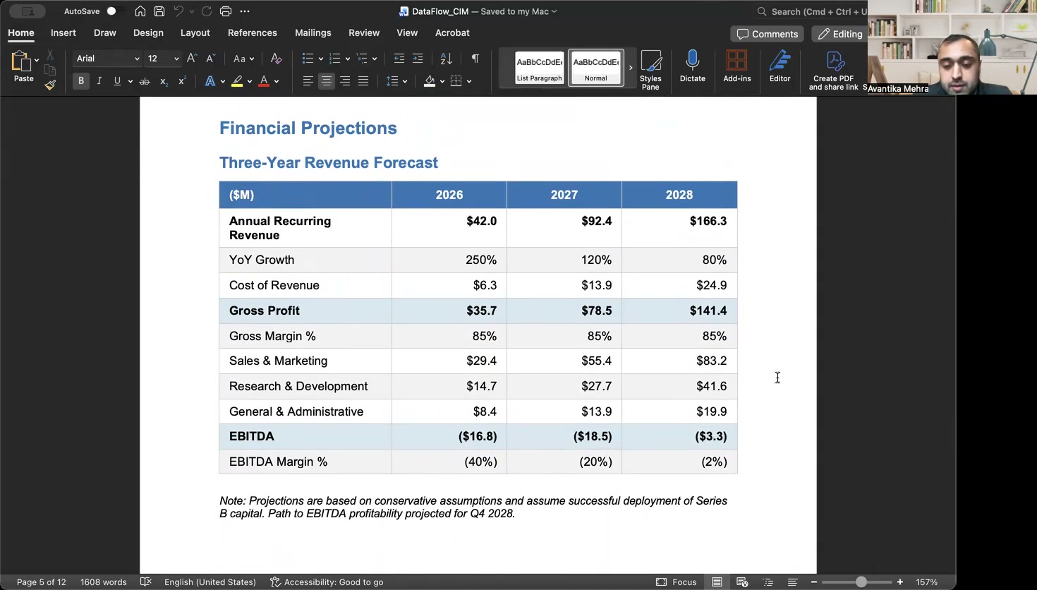 Expert reviewing financial projections